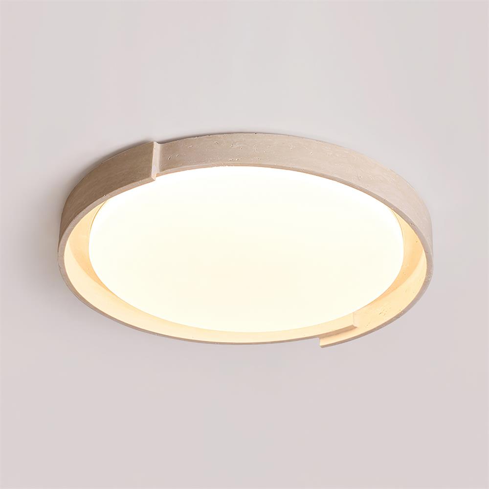 Integrated LED Round Beige Ceiling Light With Travertine
